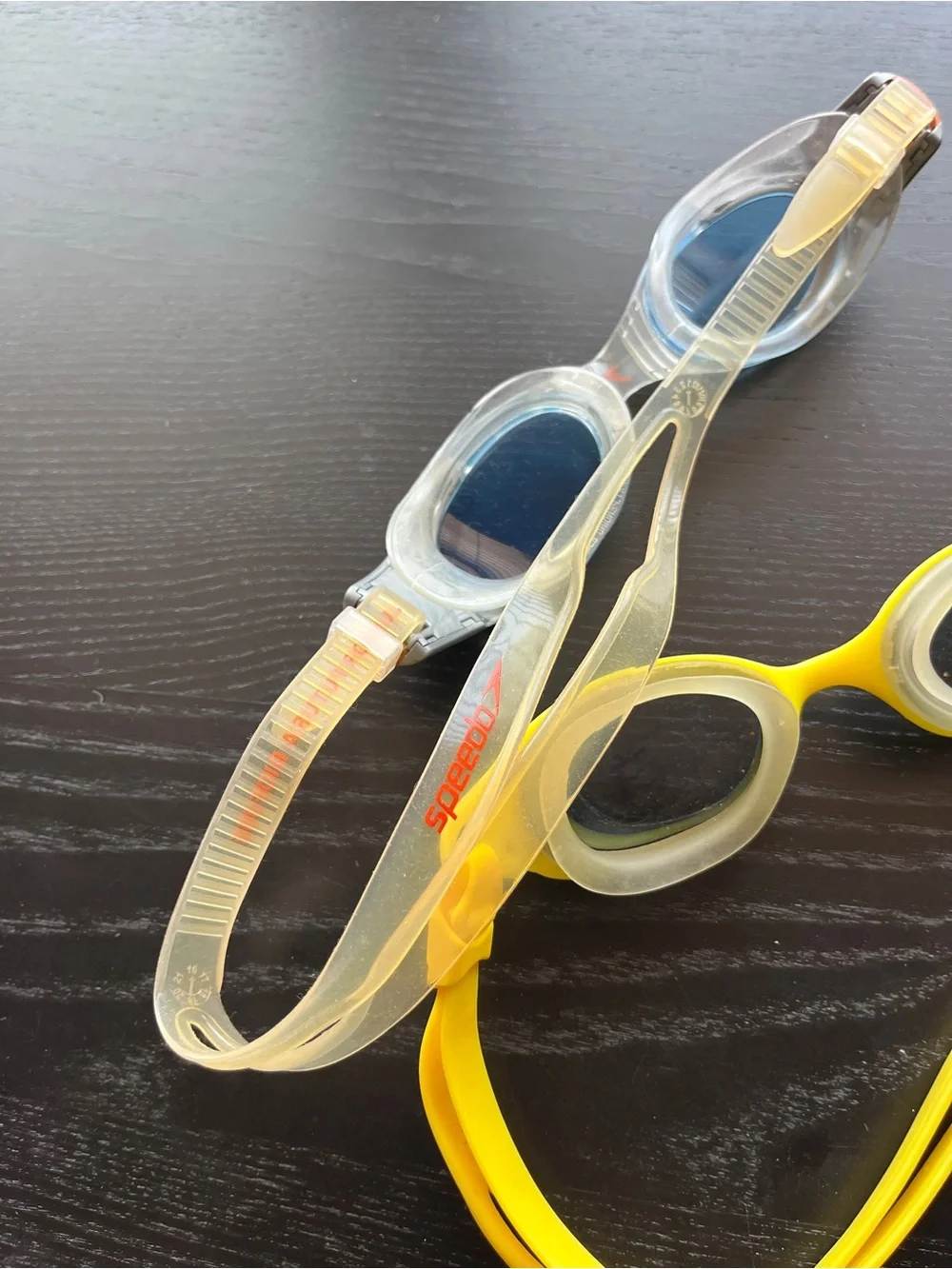 Speedo Swim Goggles Lot Clear Blue Biofuse & Bright Yellow Youth Adult 6.5